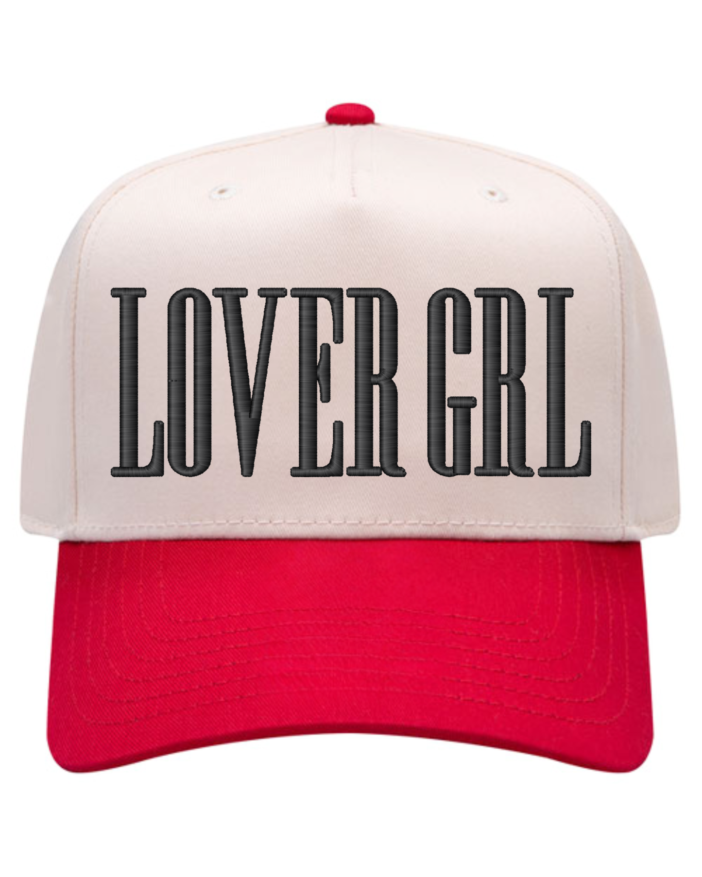LOVER GIRL Embroidered Hat | 3D PUFF Embroidered Valentine's Hat | Two Toned Canvas Hat