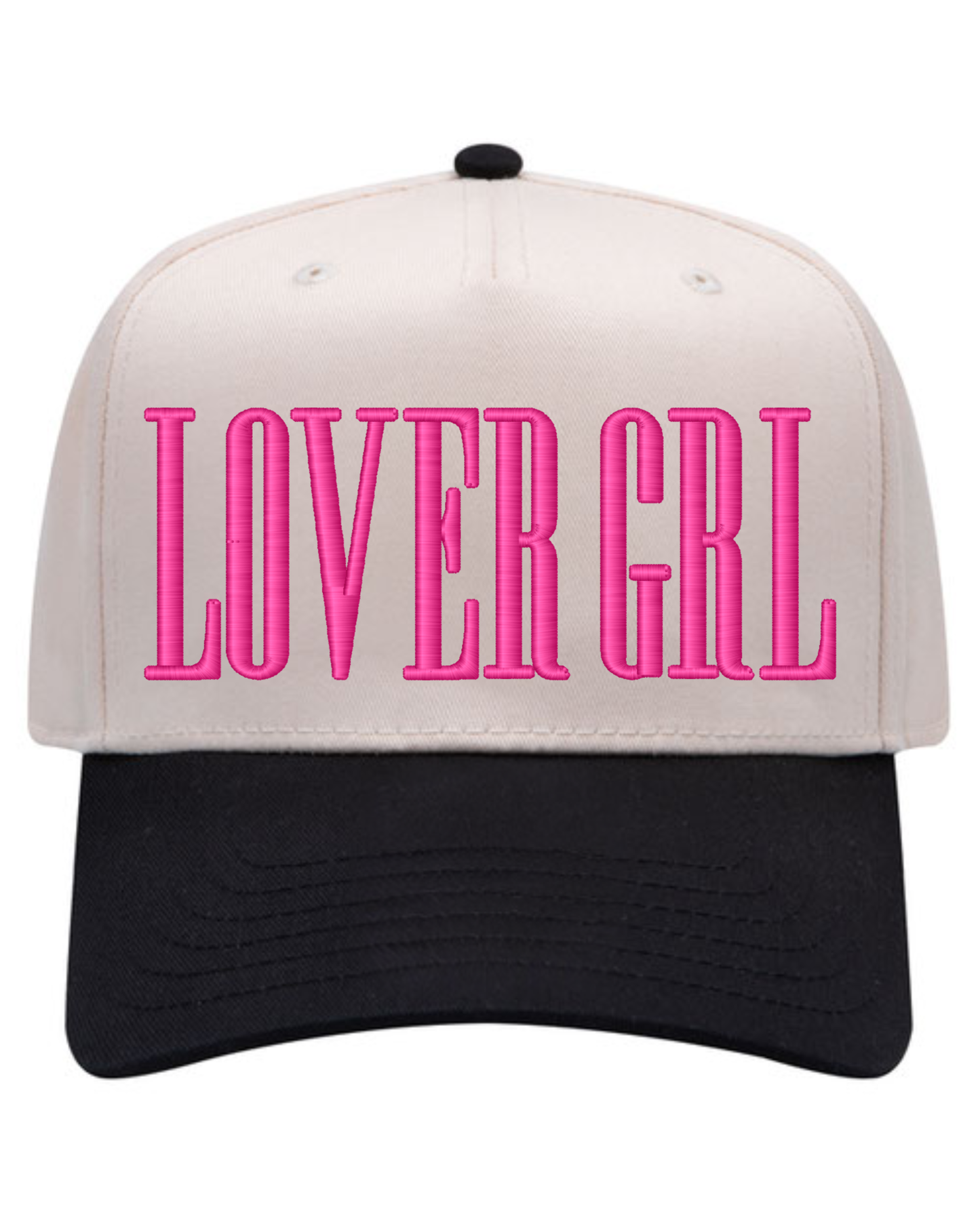 LOVER GIRL Embroidered Hat | 3D PUFF Embroidered Valentine's Hat | Two Toned Canvas Hat