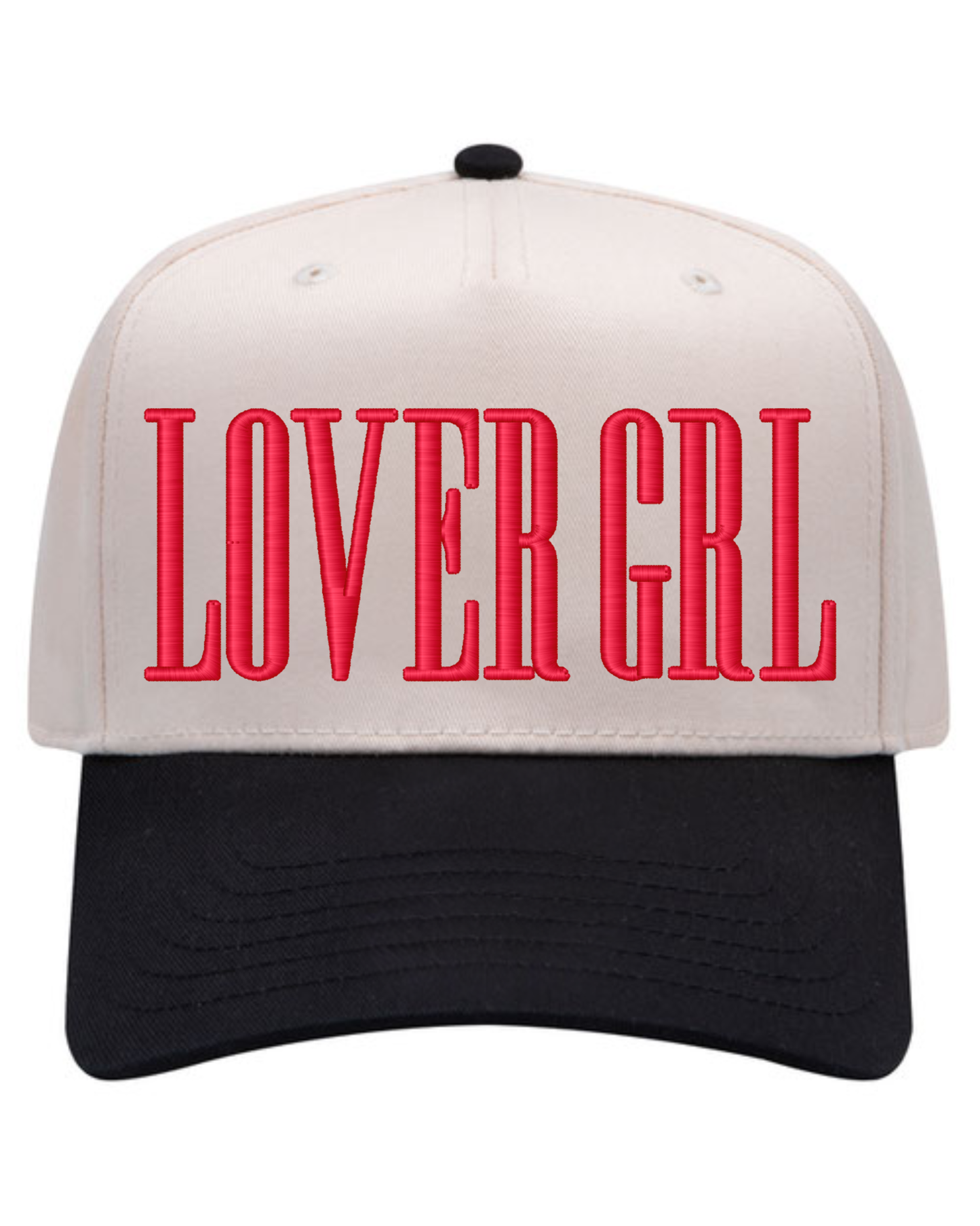 LOVER GIRL Embroidered Hat | 3D PUFF Embroidered Valentine's Hat | Two Toned Canvas Hat
