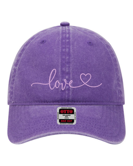 Love Script Heart Hat | Valentine's Embroidered Hat | Unstructured Dad Hat