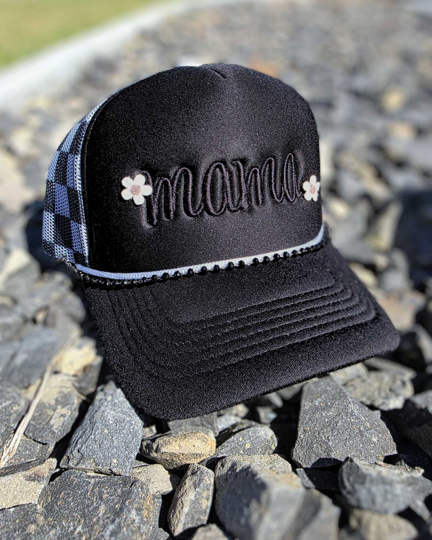 Mama Trucker Hat | 3D Puff Embroidered Hat | Checkered Trucker Hat