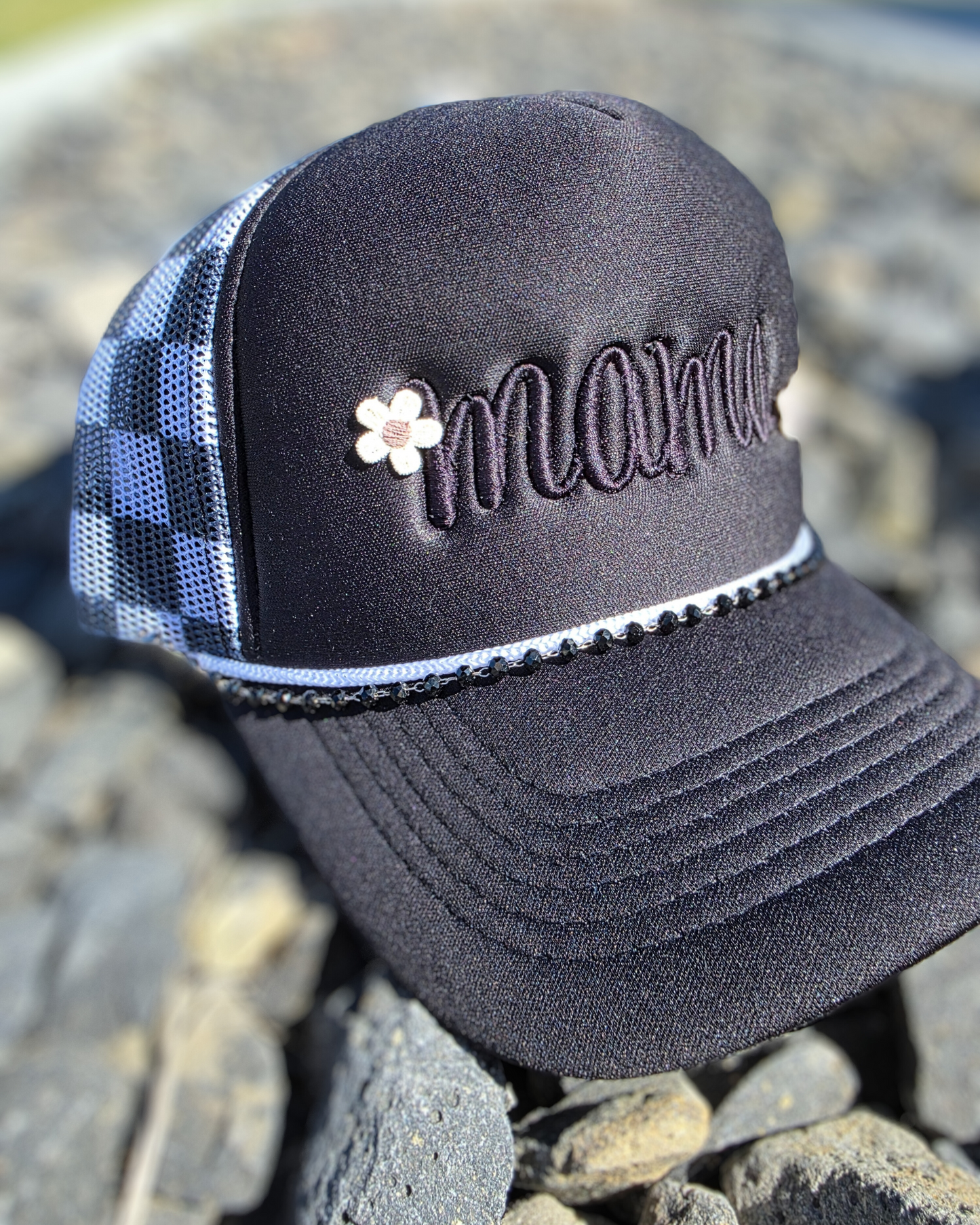 Mama Trucker Hat | 3D Puff Embroidered Hat | Checkered Trucker Hat