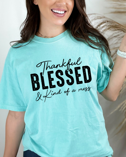 Thankful Blessed & Kind of a Mess Tee - Comfort Colors T-Shirt (PRE-ORDER)