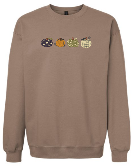 Fall Floral Pumpkins Crewneck Sweatshirt | Fall Embroidered Sweatshirt