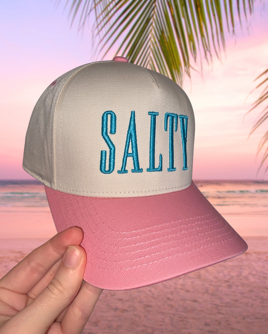 SALTY Hat | 3D Puff Embroidered Hat | Two Toned Canvas Hat